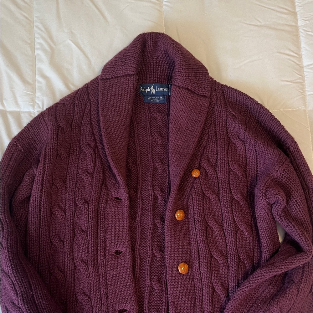 Ralph Lauren Maroon Cable Knit Sweater